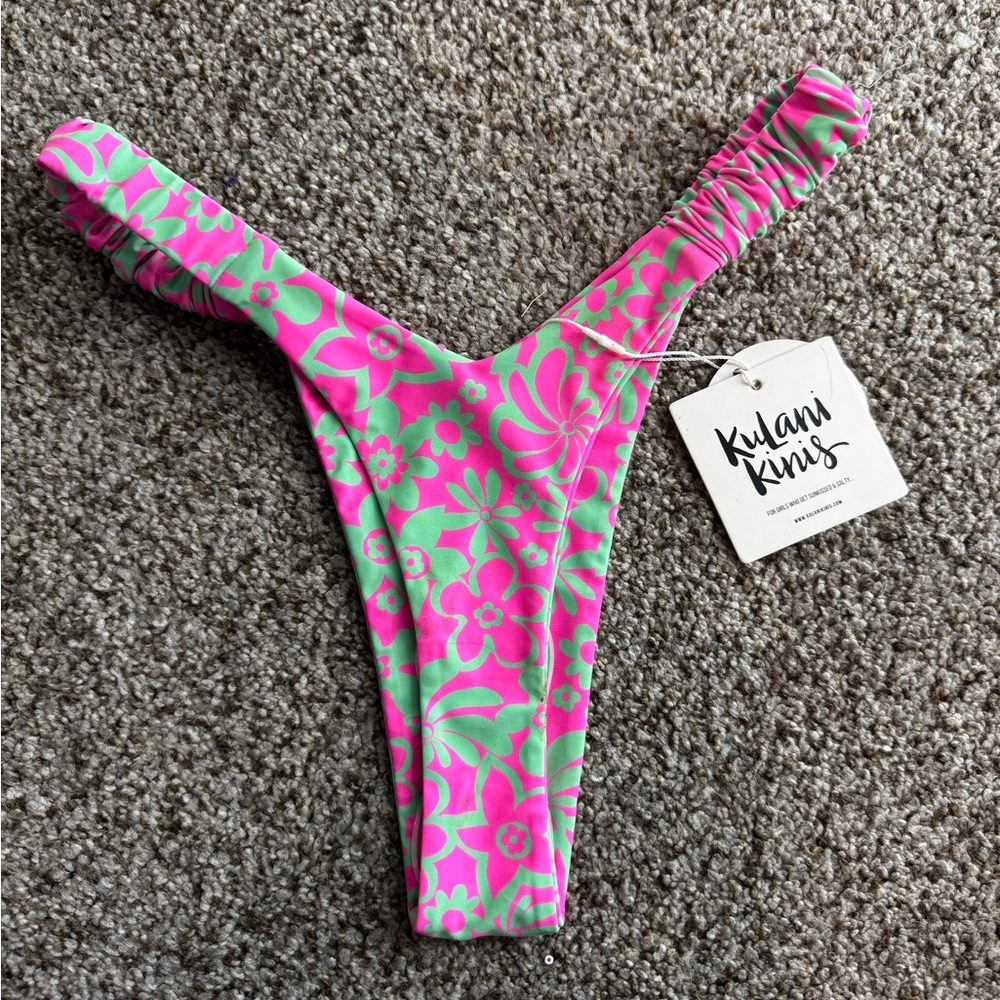 Kulani Kinis Floral Pink and Green Bikini Bottom